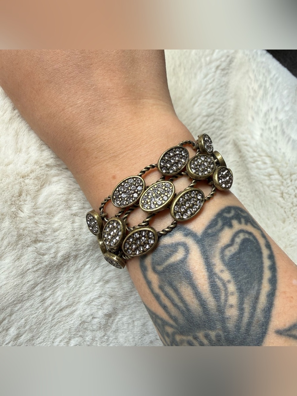 Lia Sophia Kiam Family Cut Crystal Magnetic Bracelet Bronze NWT